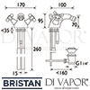 Bristan Regency Bidet Mixer Pop-Up Waste Gold Dimensions